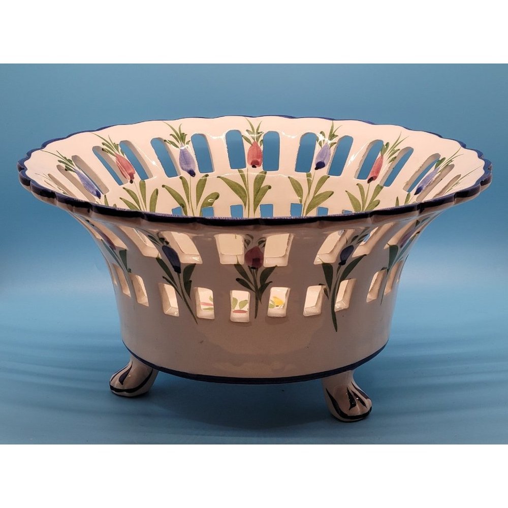 Beautiful Porcelain Floral Footed Bowl